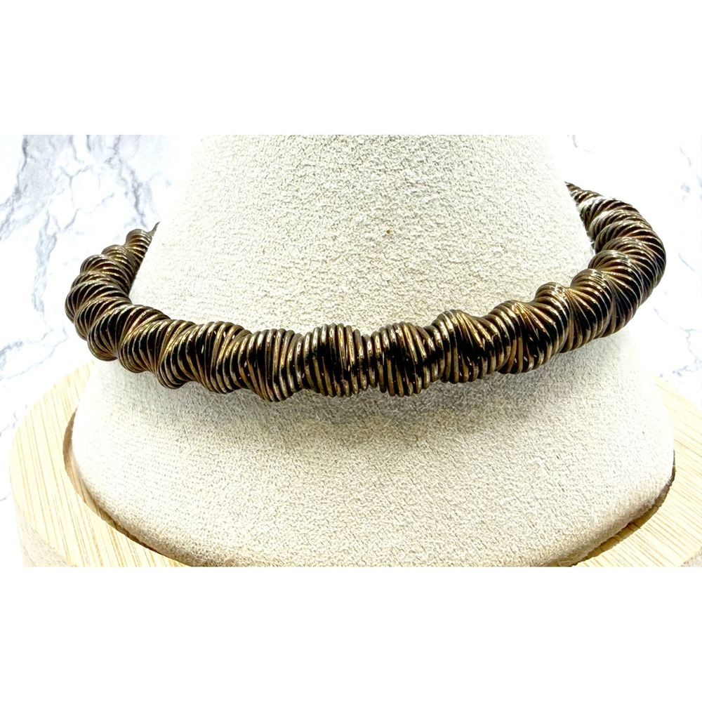 Bronze Tone Twisted Coil Metal Stretch Bracelet 7.5–8 Inch